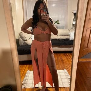 Forever 21 Bralette Flair Beach Pant in Salmon